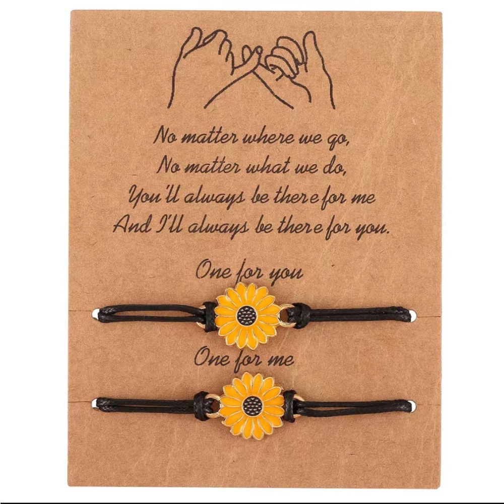 Sunflower Leather Friendship Bracelet Set